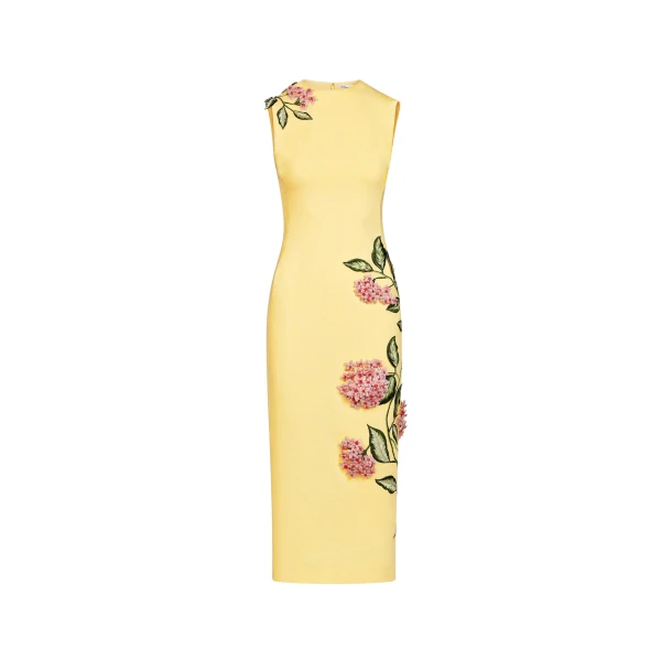 Oscar de la Renta Porcelain Flower Embroidered Dress - Dresses - American Luxury Evening Wear at Coveti