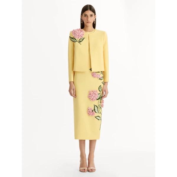 Oscar de la Renta Porcelain Flower Embroidered Jacket - Jackets - American Luxury Evening Wear at Coveti