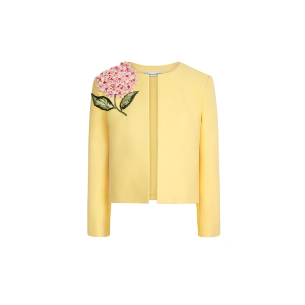 Oscar de la Renta Porcelain Flower Embroidered Jacket - Jackets - American Luxury Evening Wear at Coveti