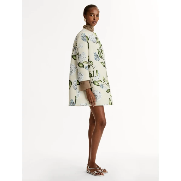 Oscar de la Renta Porcelain Flower Faille Coat - Coats - American Luxury Evening Wear at Coveti