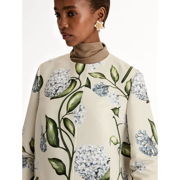 Oscar de la Renta Porcelain Flower Faille Coat - Coats - American Luxury Evening Wear at Coveti