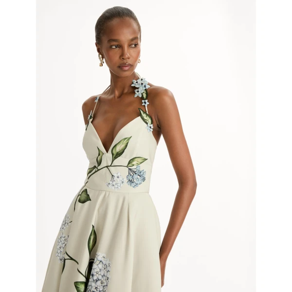 Oscar de la Renta Porcelain Flower Faille Cocktail Dress - Dresses - American Luxury Evening Wear at Coveti
