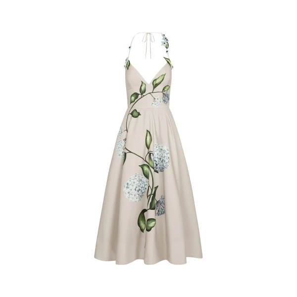 Oscar de la Renta Porcelain Flower Faille Cocktail Dress - Dresses - American Luxury Evening Wear at Coveti