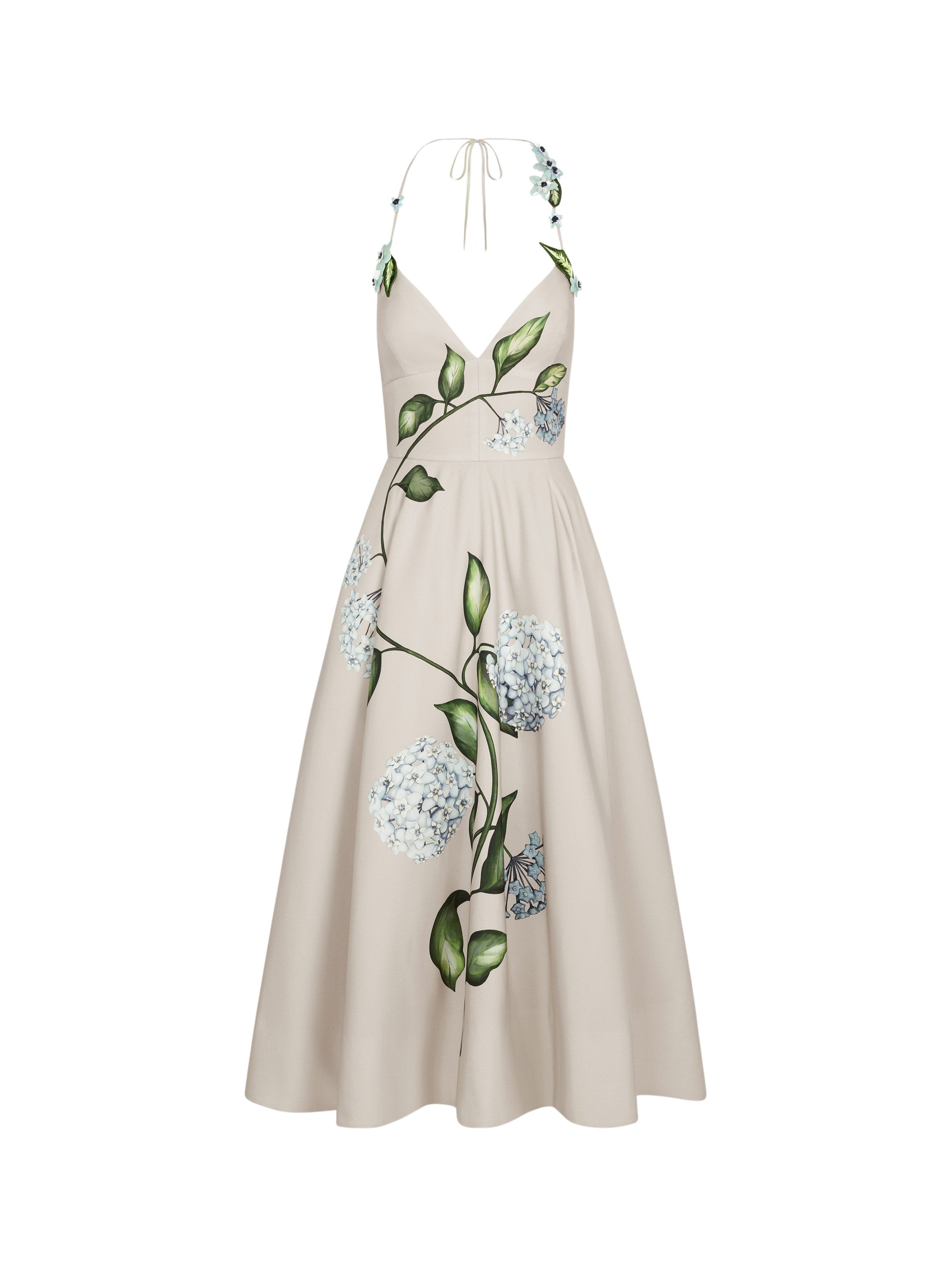 Oscar de la Renta Porcelain Flower Faille Cocktail Dress