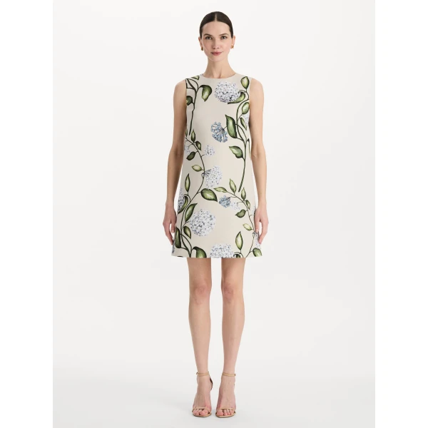 Oscar de la Renta Porcelain Flower Faille Shift Dress - Dresses - American Luxury Evening Wear at Coveti