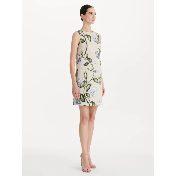 Oscar de la Renta Porcelain Flower Faille Shift Dress - Dresses - American Luxury Evening Wear at Coveti