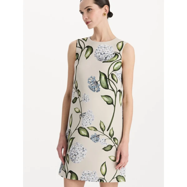 Oscar de la Renta Porcelain Flower Faille Shift Dress - Dresses - American Luxury Evening Wear at Coveti
