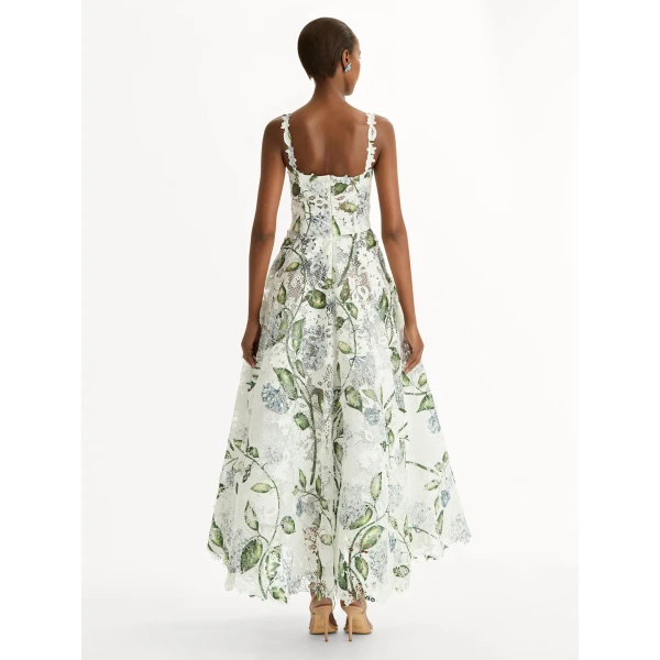 Oscar de la Renta Porcelain Flower Guipure Cocktail Dress - Dresses - American Luxury Evening Wear at Coveti