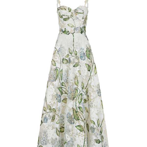 Oscar de la Renta Porcelain Flower Guipure Cocktail Dress - Dresses - American Luxury Evening Wear at Coveti