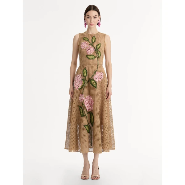 Oscar de la Renta Porcelain Flower Lattice Dress - Dresses - American Luxury Evening Wear at Coveti