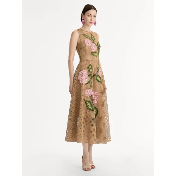 Oscar de la Renta Porcelain Flower Lattice Dress - Dresses - American Luxury Evening Wear at Coveti