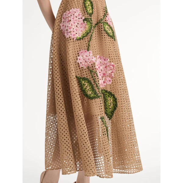 Oscar de la Renta Porcelain Flower Lattice Dress - Dresses - American Luxury Evening Wear at Coveti