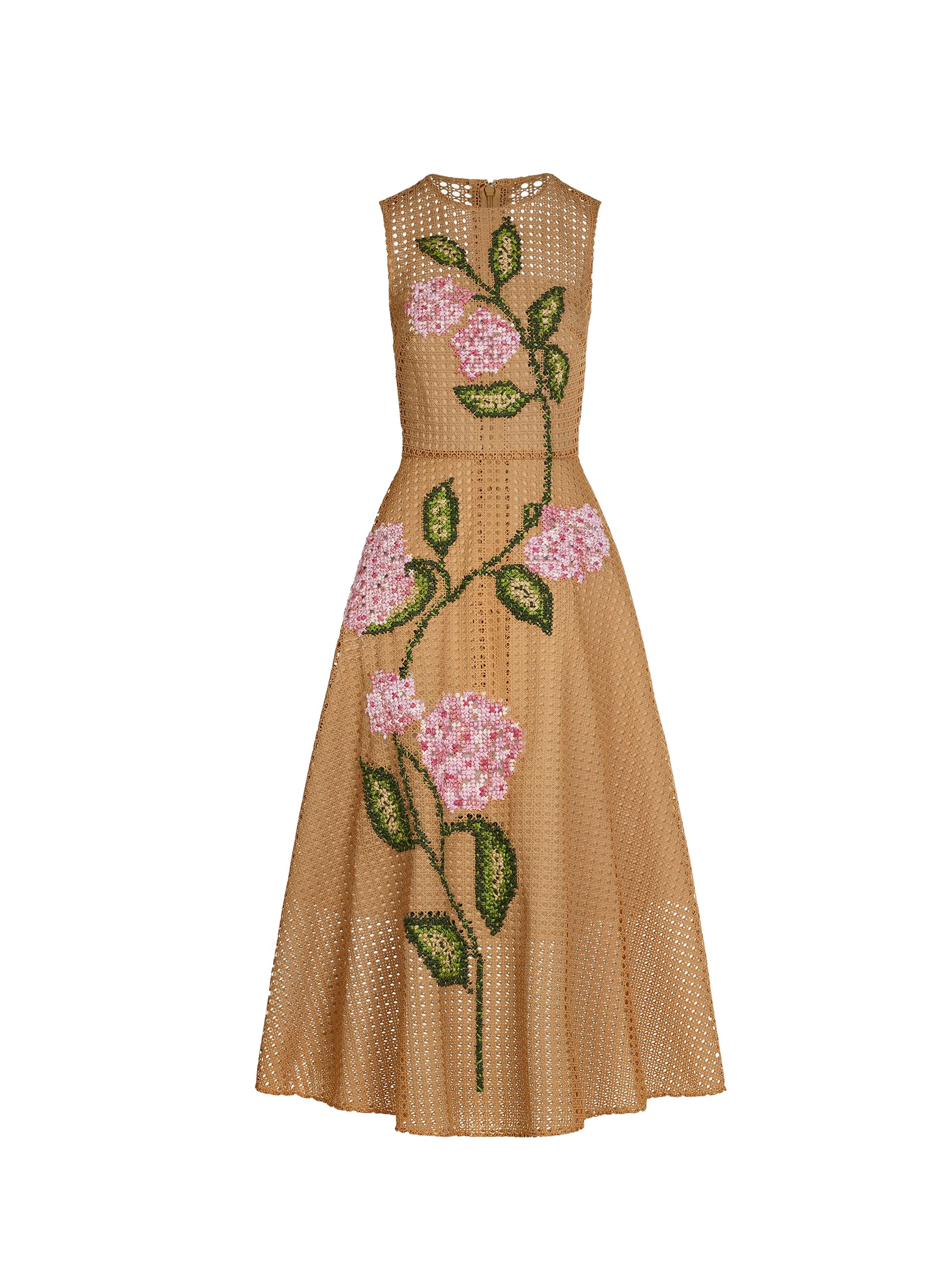 Oscar de la Renta Porcelain Flower Lattice Dress
