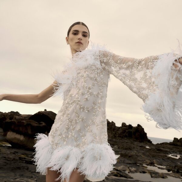 Rachel Gilbert Alby Mini Dress - Rachel Gilbert Ivory - Australian Luxury Evening Wear at Coveti