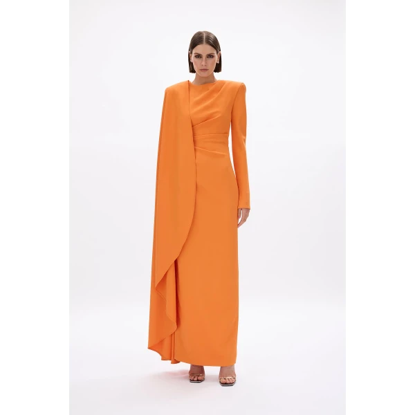 Rachel Gilbert Dion Cape Gown - Rachel Gilbert Orange - Australian Luxury Evening Wear at Coveti