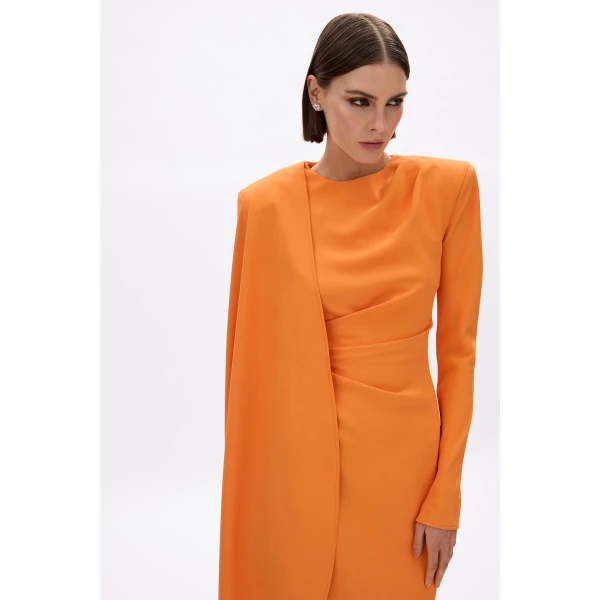 Rachel Gilbert Dion Cape Gown - Rachel Gilbert Orange - Australian Luxury Evening Wear at Coveti