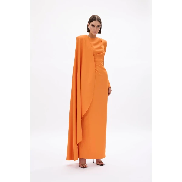 Rachel Gilbert Dion Cape Gown - Rachel Gilbert Orange - Australian Luxury Evening Wear at Coveti