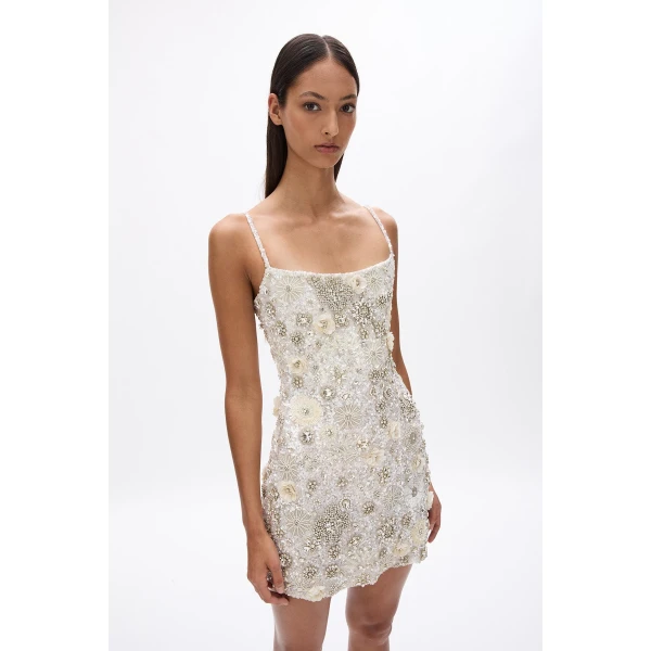 Rachel Gilbert Francesca Mini Dress - Rachel Gilbert Ivory - Australian Luxury Evening Wear at Coveti