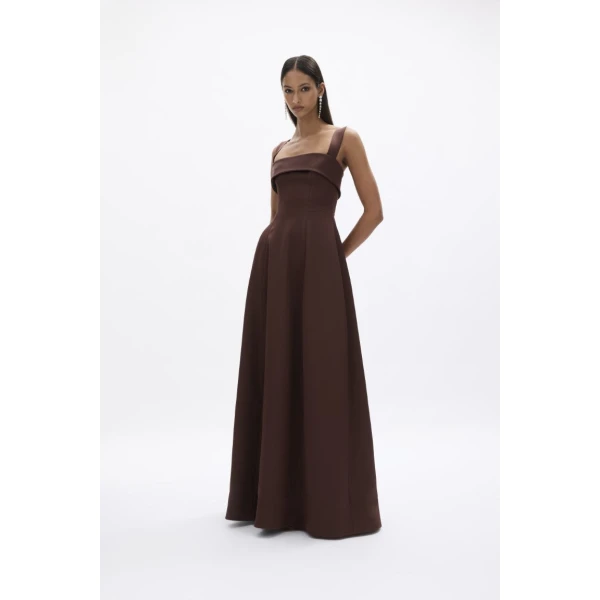 Rachel Gilbert Hallie Strap Gown - Rachel Gilbert Brown - Australian Luxury Evening Wear at Coveti