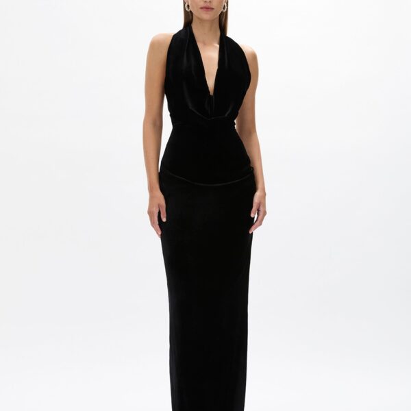 Rachel Gilbert Martin Plunge Gown - Rachel Gilbert Black - Australian Luxury Evening Wear at Coveti