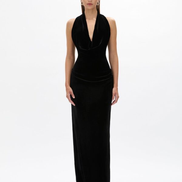 Rachel Gilbert Martin Plunge Gown - Rachel Gilbert Black - Australian Luxury Evening Wear at Coveti