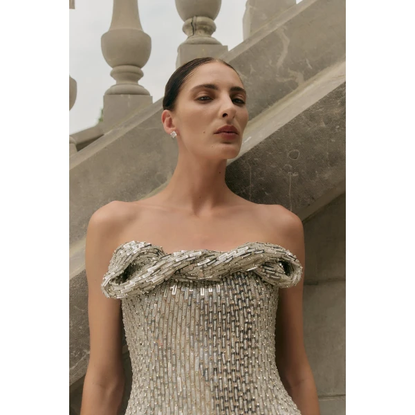 Rachel Gilbert Rosalie Gown - Rachel Gilbert Silver - Australian Luxury Evening Wear at Coveti