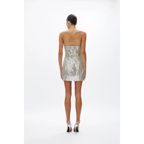 Rachel Gilbert Rosalie Mini Dress - Rachel Gilbert Silver - Australian Luxury Evening Wear at Coveti
