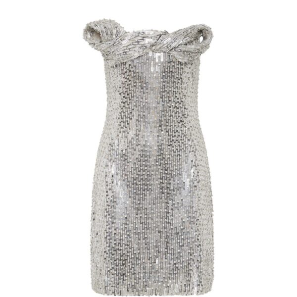 Rachel Gilbert Rosalie Mini Dress - Rachel Gilbert Silver - Australian Luxury Evening Wear at Coveti