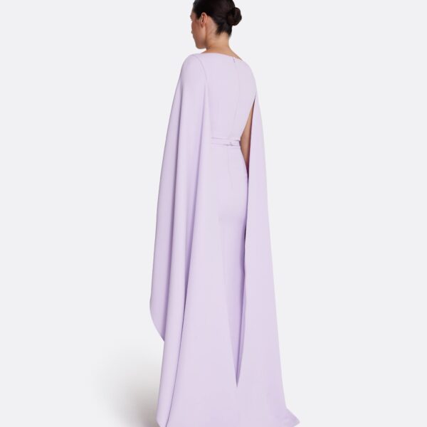 Safiyaa Agata Long Dress in Verbena with Gold - Safiyaa Dresses - Heavy Crepe Cape Gown - Shop at Coveti