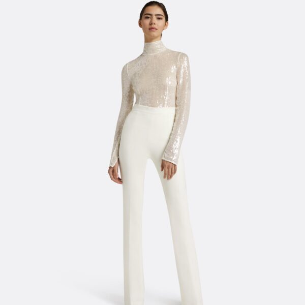 Safiyaa Alexa Ivory Trousers - Safiyaa Pants - Heavy Crepe Cape Gown - Shop at Coveti
