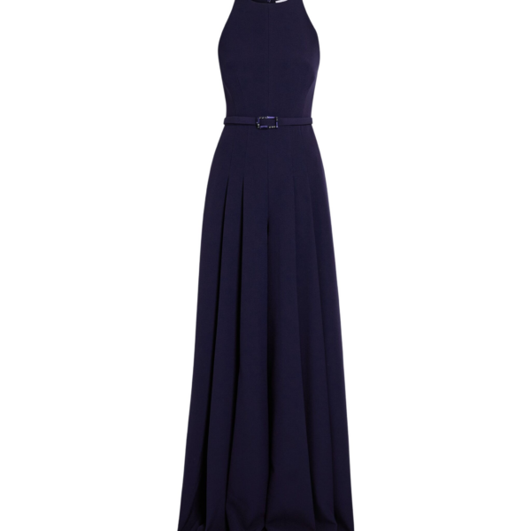 Safiyaa Althea Jumpsuit in Azurite with Multi-blues - Safiyaa Jumpsuit - Heavy Crepe Cape Gown - Shop at Coveti