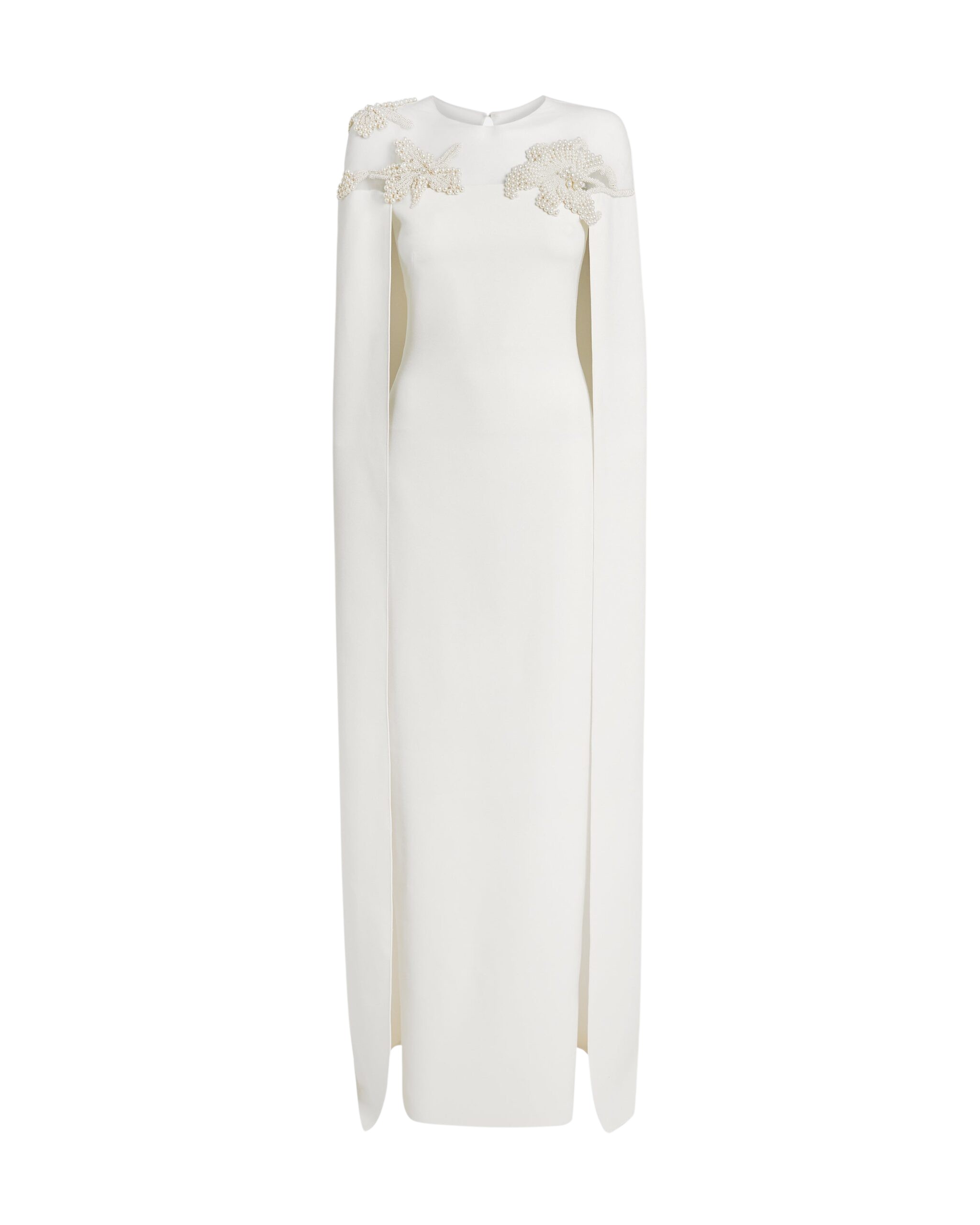 Safiyaa Ambere Long Dress in Ivory with Pearl Embroidery