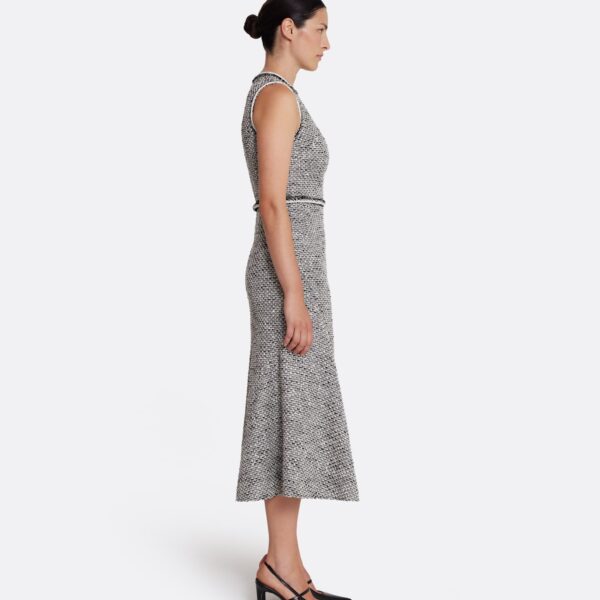 Safiyaa Andrea Midi Dress in Greyscale - Safiyaa Dresses - Heavy Crepe Cape Gown - Shop at Coveti