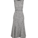 Safiyaa Andrea Midi Dress in Greyscale - Safiyaa Dresses - Heavy Crepe Cape Gown - Shop at Coveti