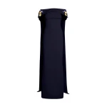 Safiyaa Arabella Harness With Soshin Dress in Azurite - Safiyaa Dresses - Heavy Crepe Cape Gown - Shop at Coveti