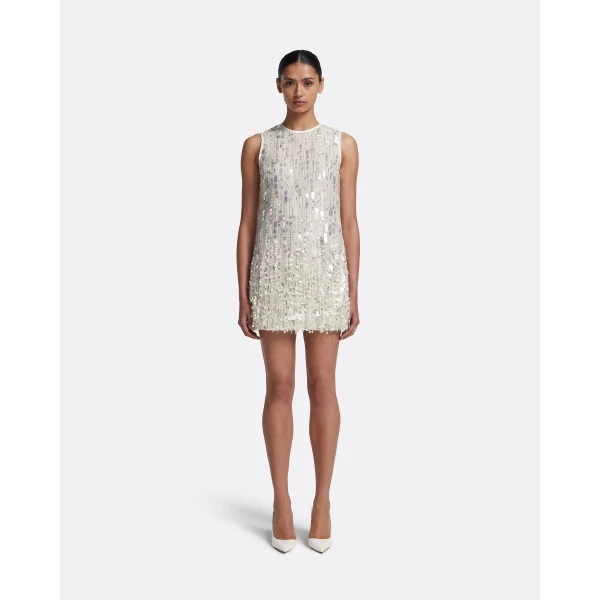Safiyaa Ariana Short Dress in Ivory with Crystal Embellishment, view 2