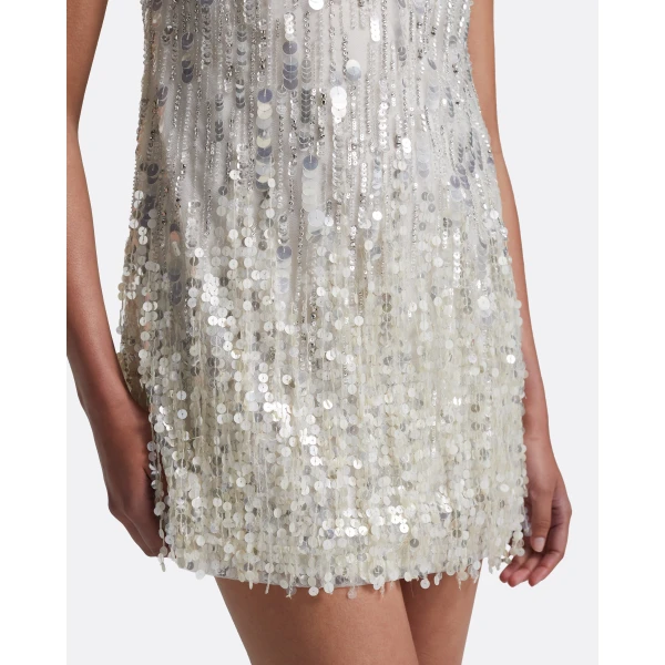 Safiyaa Ariana Short Dress in Ivory with Crystal Embellishment, view 4