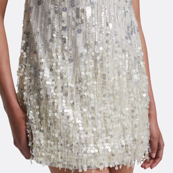 Safiyaa Ariana Short Dress in Ivory with Crystal Embellishment - Safiyaa Dresses - Heavy Crepe Cape Gown - Shop at Coveti