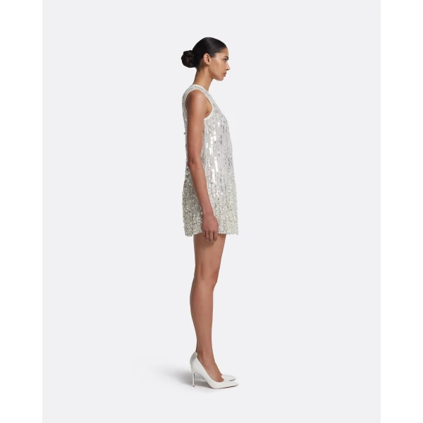 Safiyaa Ariana Short Dress in Ivory with Crystal Embellishment, view 5
