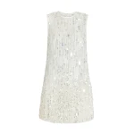 Safiyaa Ariana Short Dress in Ivory with Crystal Embellishment - Safiyaa Dresses - Heavy Crepe Cape Gown - Shop at Coveti