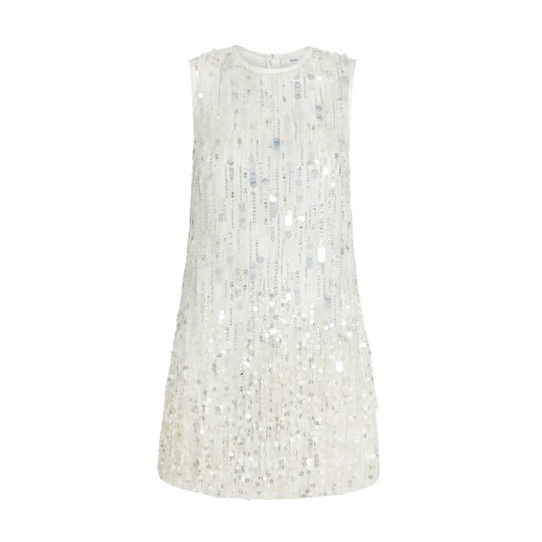 Safiyaa Ariana Short Dress in Ivory with Crystal Embellishment - Safiyaa Dresses - Heavy Crepe Cape Gown - Shop at Coveti