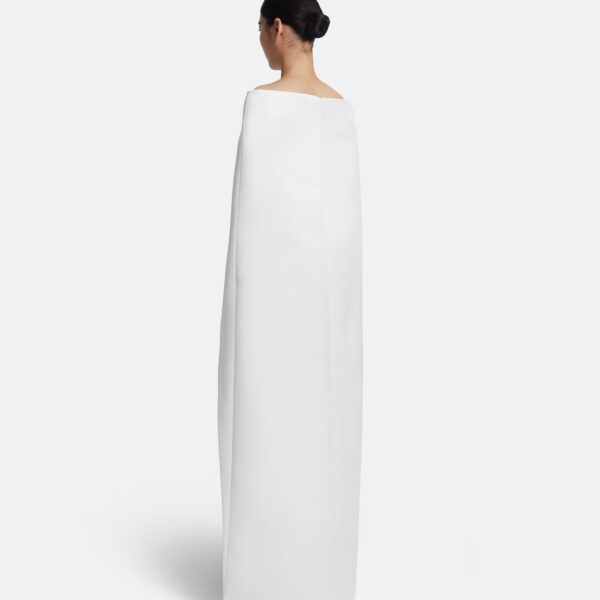Safiyaa Azrael Long Dress & Maddox Harness in Porcelain - Safiyaa Dresses - Heavy Crepe Cape Gown - Shop at Coveti
