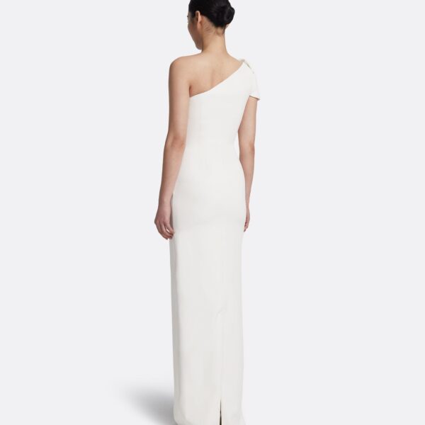Safiyaa Blanchette Long Dress in Ivory - Safiyaa Dresses - Heavy Crepe Cape Gown - Shop at Coveti