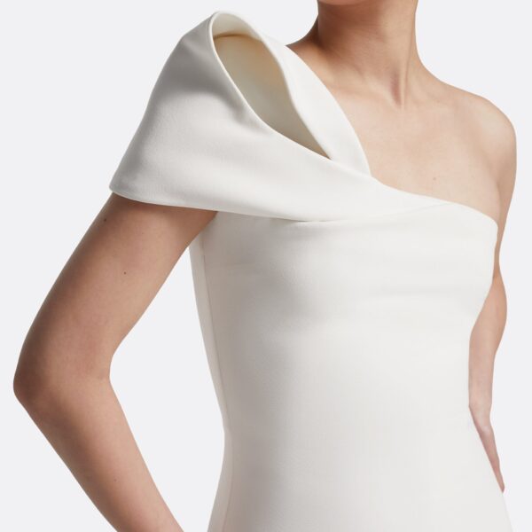 Safiyaa Blanchette Long Dress in Ivory - Safiyaa Dresses - Heavy Crepe Cape Gown - Shop at Coveti