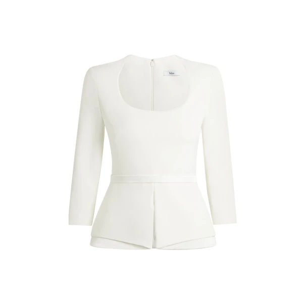 Safiyaa Caia Ivory Top - Safiyaa Tops - Heavy Crepe Cape Gown - Shop at Coveti