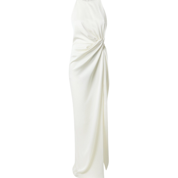 Safiyaa Cameron Ivory Long Dress - Safiyaa Dresses - Heavy Crepe Cape Gown - Shop at Coveti