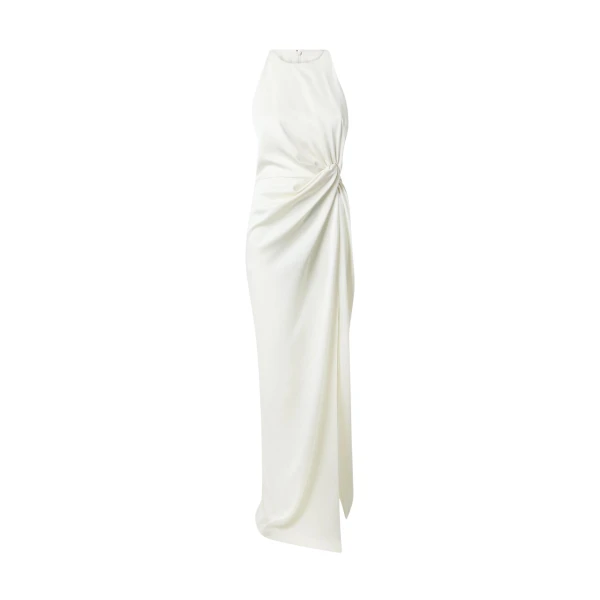 Safiyaa Cameron Ivory Long Dress - Safiyaa Dresses - Heavy Crepe Cape Gown - Shop at Coveti