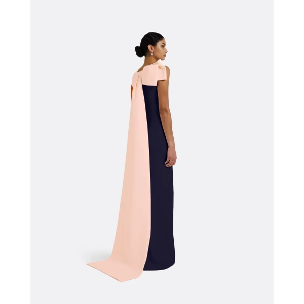 Safiyaa Celestia Long Dress in Azurite & Pale Pink, view 2