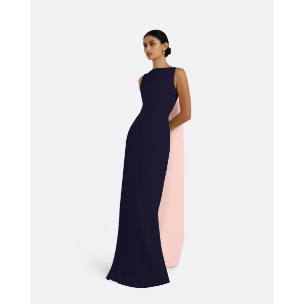 Safiyaa Celestia Long Dress in Azurite & Pale Pink, view 5