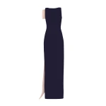 Safiyaa Celestia Long Dress in Azurite & Pale Pink - Safiyaa Dresses - Heavy Crepe Cape Gown - Shop at Coveti